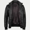 Real Cowhide Leather Black Bomber Jacket