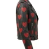 Red Hearts Motorcycle Leather Jacket
