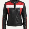 Scarlet Womens Cafe Racer Color Block Jacket