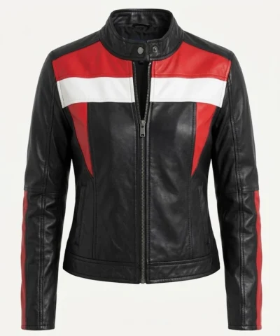 Scarlet Womens Cafe Racer Color Block Jacket