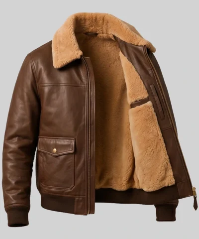Shearling Leather Jacket Calista Brown