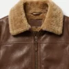 Shop Calista Brown Shearling Leather Jacket For Sale