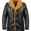 Shop Furlong Black Shearling Leather Coat