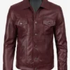 Shop Mens Burgundy Trucker Jacket