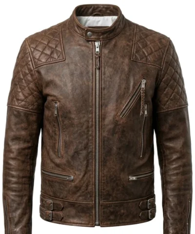 Shop Mens Vintage Distressed Brown Leather Motorcycle Jacket
