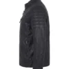 Shop Now Mens Black Leather Quilted Shoulder Jacket