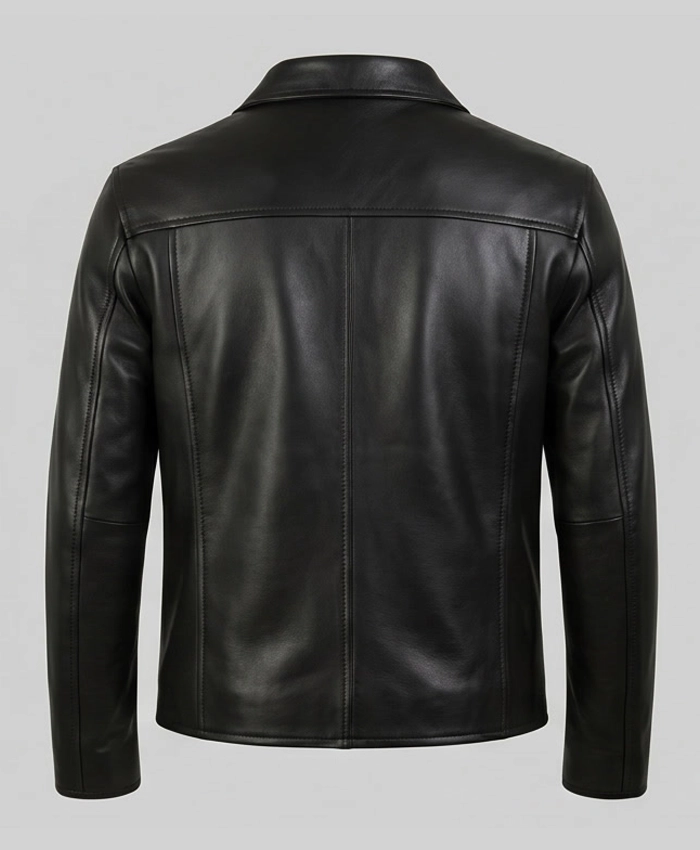 Stylish black leather jacket for men with a contemporary, edgy look