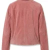 Suede Leather Pink Biker Jacket