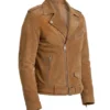 Tan Real Suede Biker Style Jacket
