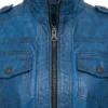 Tavares Vivid Blue Biker Style Leather Jacket