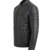 Washed Black Cafe Racer Distressed Jacket