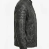 Washed Black Cafe Racer Leather Jacket
