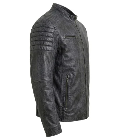 Washed Cafe Racer Distressed Jacket