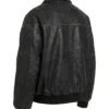 Waxed Leather Oversized Black Bomber Drop Shoulder Jacket