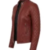 Women Quilted Cafe Racer Jacket