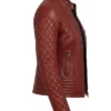 Women Quilted Cafe Racer Leather Jacket