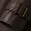 Womens Alexis Brown Single Breasted Leather Coat