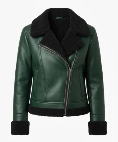 Womens B3 Aviator Green Shearling Jacket