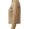Womens Beige Lightweight Biker Leather Jacket