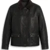Womens Black Leather Barn Jacket