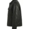 Womens Black Leather Drop Shoulder Jacket