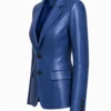Womens Blue Leather Blazer
