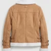 Womens Brown Biker Jacket with Fur Lining