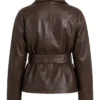 Womens Brown Jacket with Belted Closure
