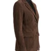 Womens Brown Leather Suede Blazer