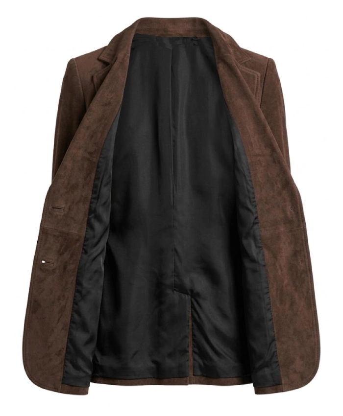 Womens Brown Suede Blazer