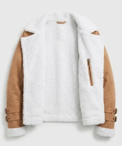 Womens Brown Suede Jacket with Fur Lining
