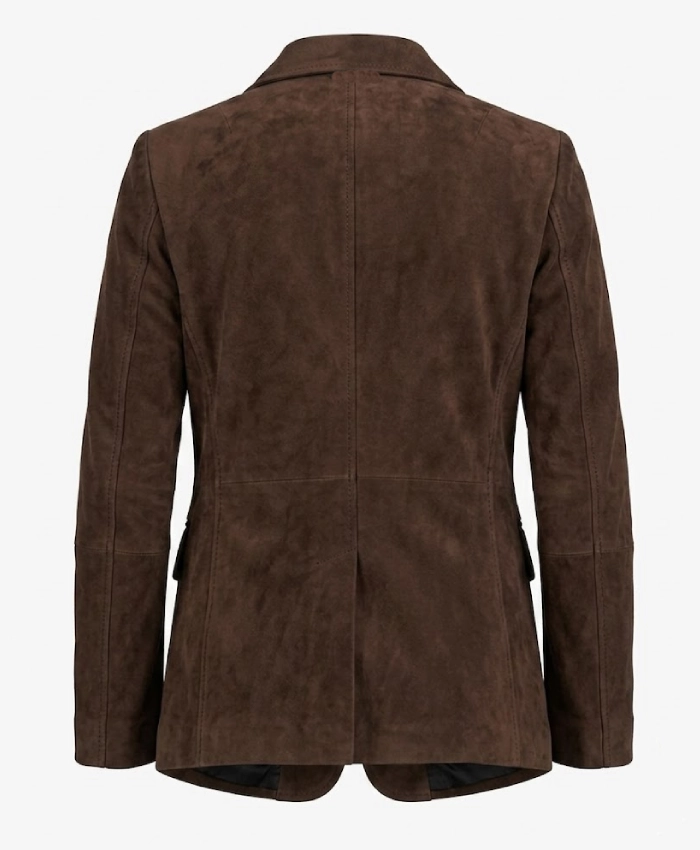 Womens Brown Suede Leather Blazer For Sale