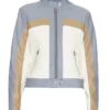 Womens Colorblock Leather Biker Jacket