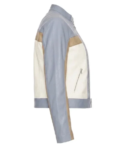 Womens Colorblock Leather Jacket