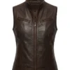 Womens Dark Brown Biker Leather Vest For Sale
