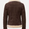 Womens Dark Brown Jacket with Beige Shearling Fur Winter Style