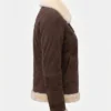 Womens Dark Brown Suede Bomber Jacket