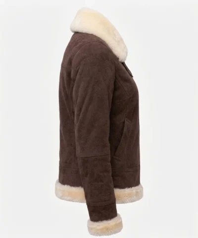 Womens Dark Brown Suede Bomber Jacket
