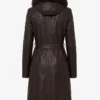 Womens Fur Dark Brown Leather Coat
