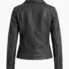 Womens Leather Black Harrington Jacket Vintage Washed