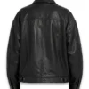 Womens Leather Drop Shoulder Trucker Jacket
