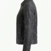 Womens Leather Harrington Jacket Vintage Washed