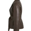 Womens Leather Jacket with Belted Closure