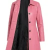 Womens Leather Pink Car Coat