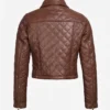 Womens Quilted Cropped Cognac Lambskin Leather Jacket
