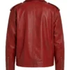 Womens Red Biker Leather Jacket