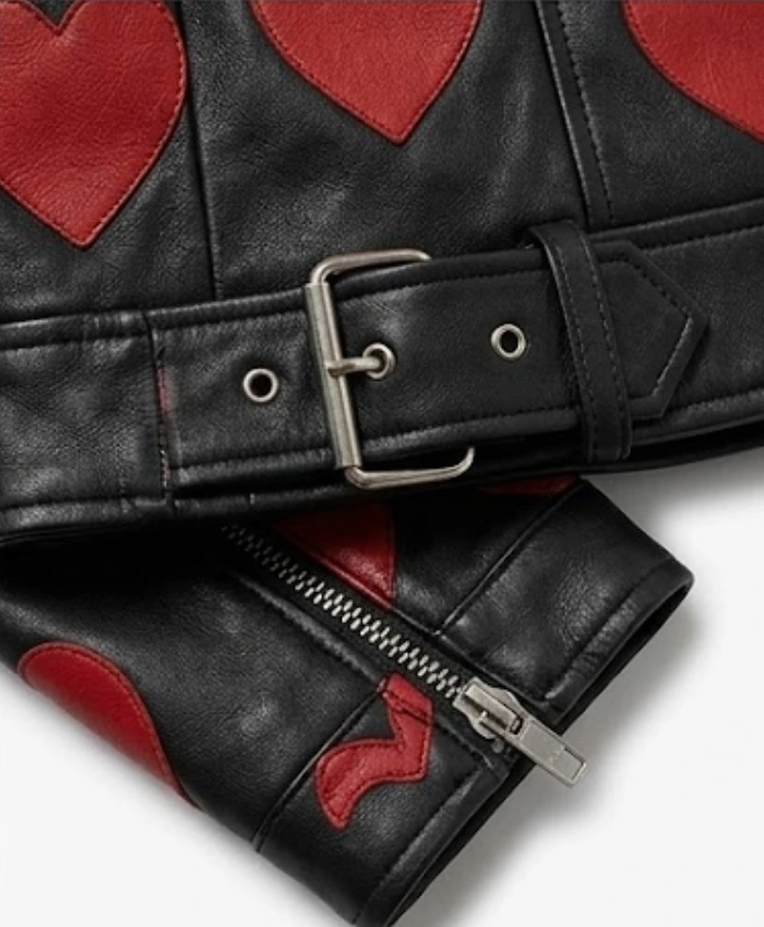 Womens Red Hearts Motorcycle Jacket
