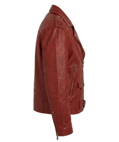 Womens Red Oversized Leather Jacket