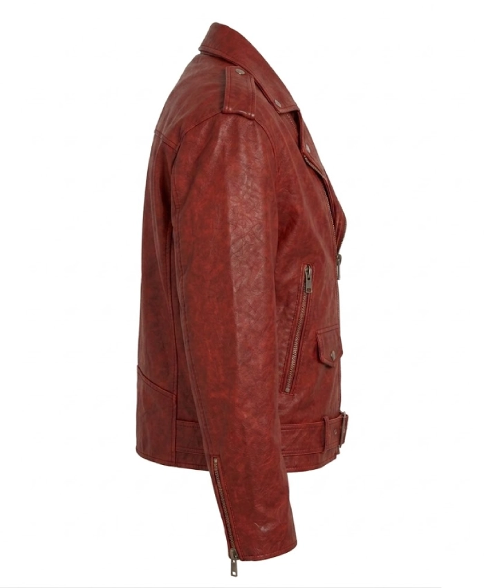 Womens Red Oversized Leather Jacket