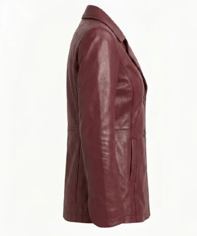 Womens Regular Fit Maroon Double Breasted Peacoat